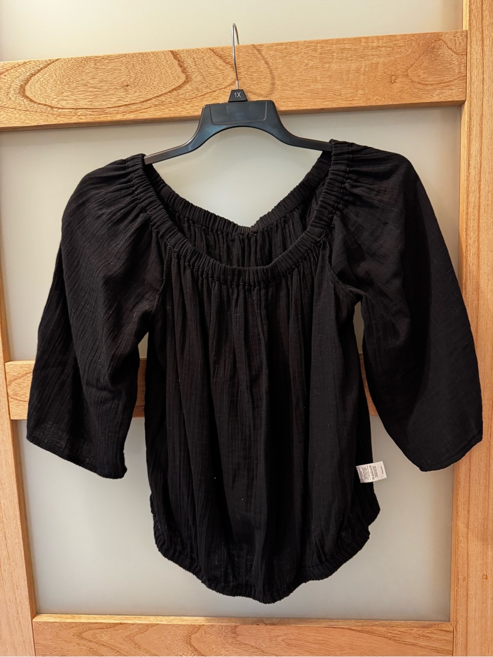 LOFT Black Off-Shoulder Peasant Blouse